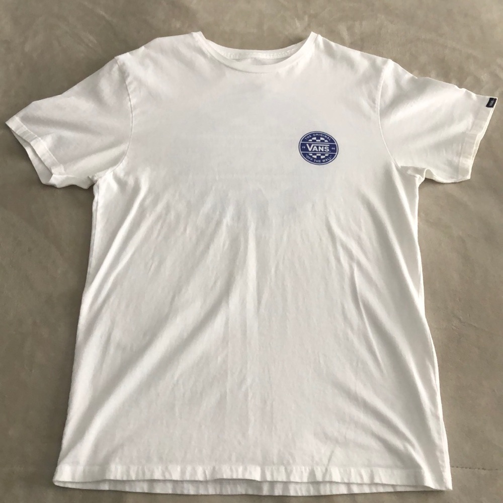 vans blue checkerboard white t shirt